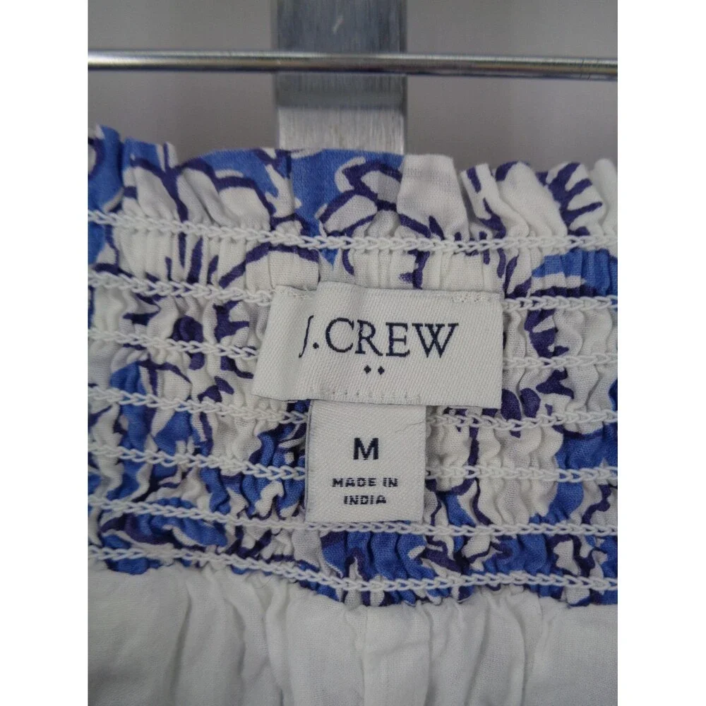 J Crew Blue Floral Tiered Mini Skirt Sz Medium Boho Prairie Cottagecore Smocked